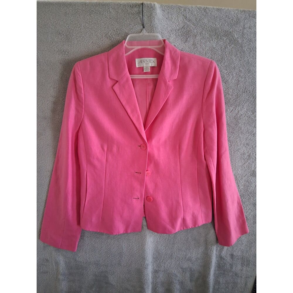Short Blazer Bubble Gum Pink 10P Linen Rayon Preppy Office Casual Casual Corner